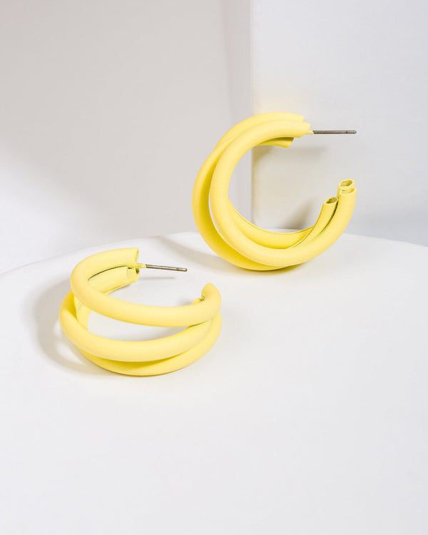 Colette by Colette Hayman Yellow Triple Layer Huggie Hoop Earrings