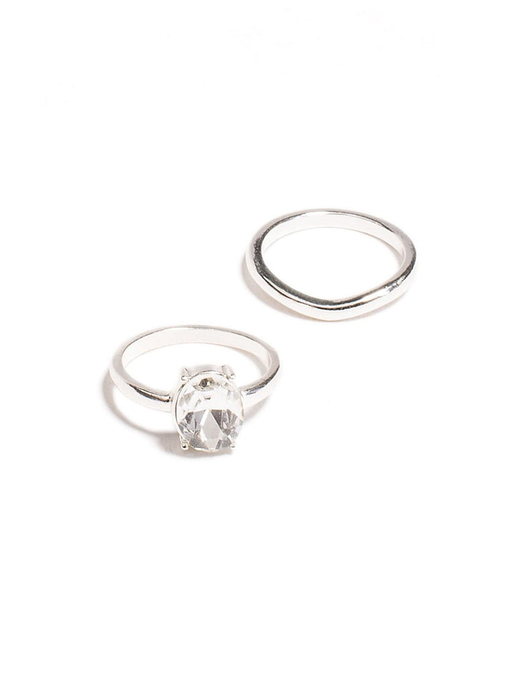 Colette by Colette Hayman 2 Pack Oval Diamante Ring - Large