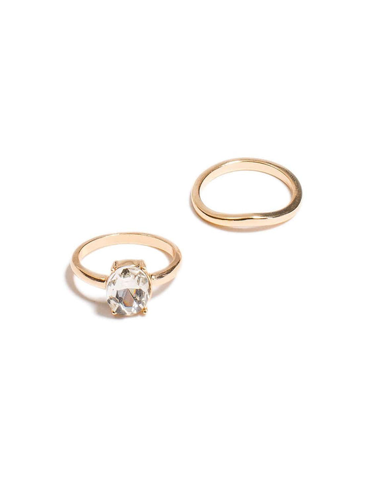 Colette by Colette Hayman 2 Pack Oval Diamante Ring - Medium