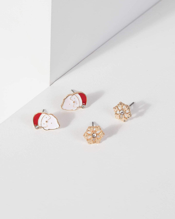 2 Pack Snowflake And Santa Earrings | Earrings