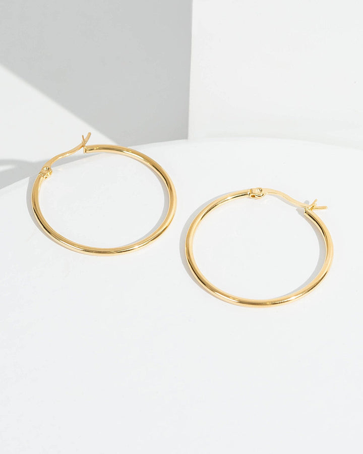 Colette by Colette Hayman 24k Gold 35mm Thin Round Hoop Earrings