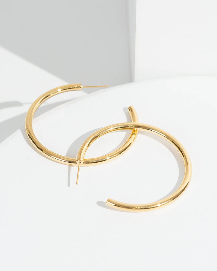 Colette by Colette Hayman 24k Gold 45mm Thick Round Hoop Earrings