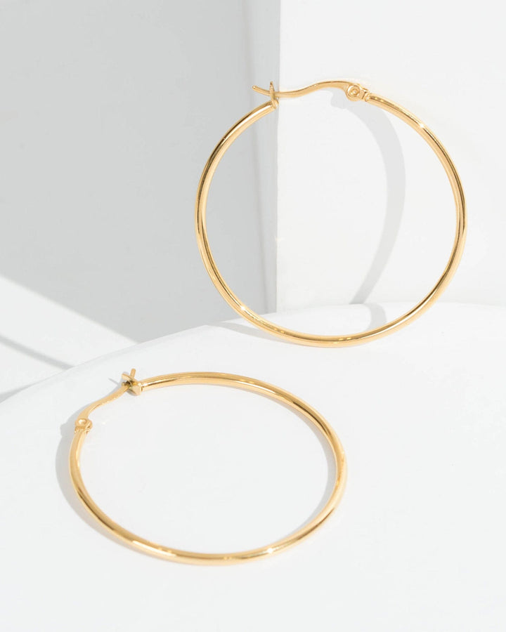 Colette by Colette Hayman 24k Gold 45mm Thin Round Hoop Earrings