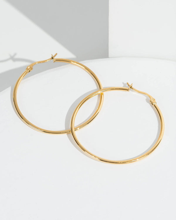 Colette by Colette Hayman 24k Gold 45mm Thin Round Hoop Earrings