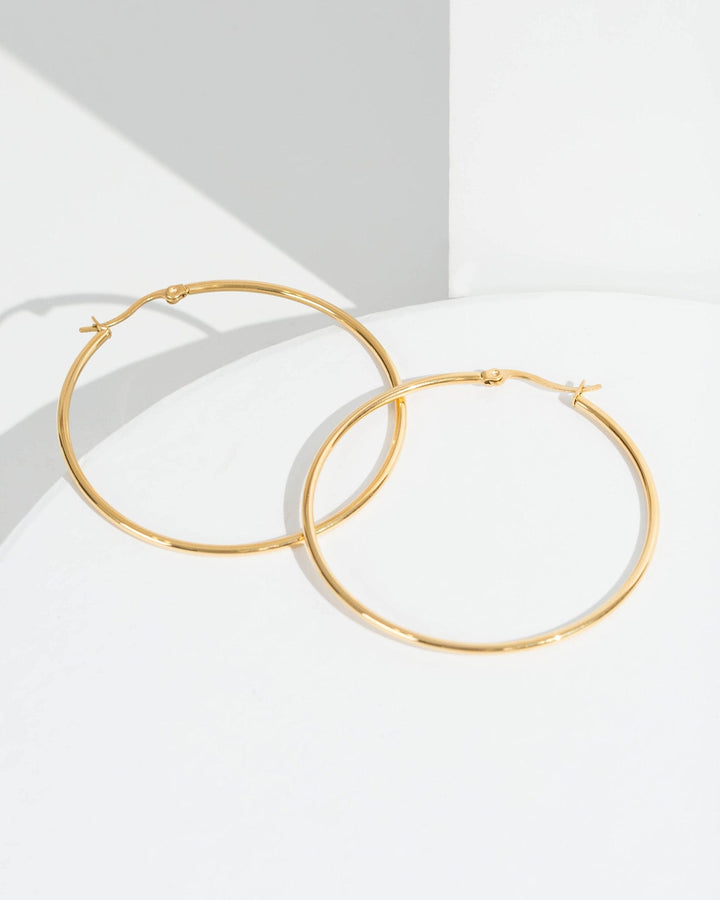 Colette by Colette Hayman 24k Gold 55mm Thin Round Hoop Earrings