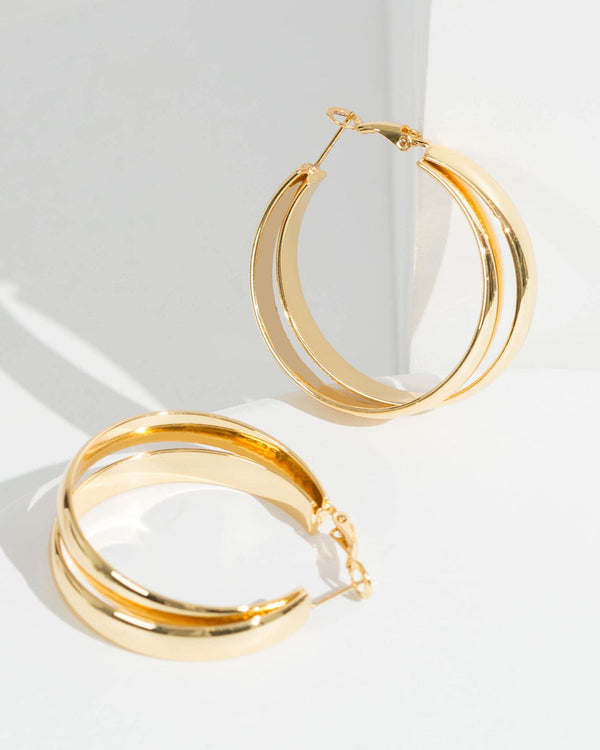 Colette by Colette Hayman 24k Gold Chunky Double Hoop Earrings