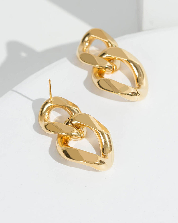 Colette by Colette Hayman 24k Gold Double Linked Chain Drop Earrings
