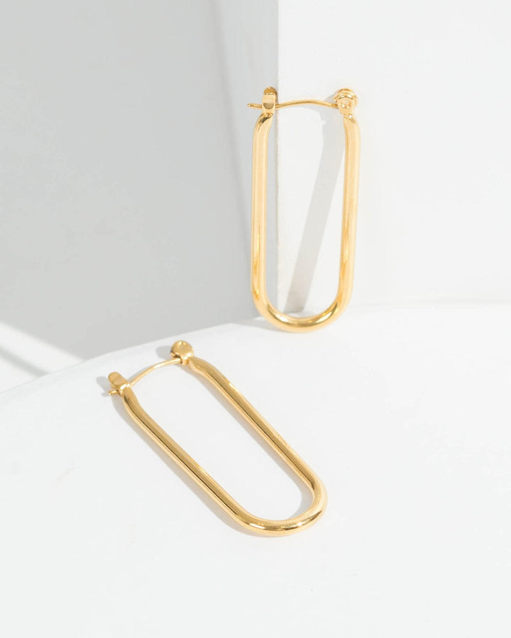 Colette by Colette Hayman 24k Gold Elongated Round Hoop Earrings