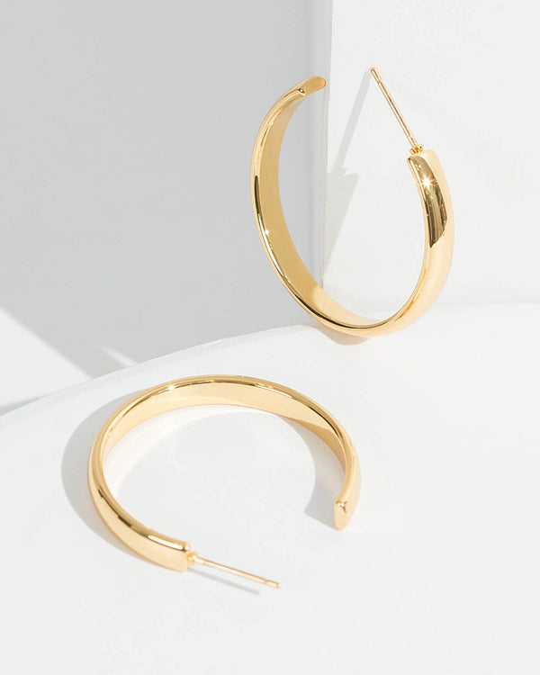 Colette by Colette Hayman 24k Gold Flat Round Hoop Earrings