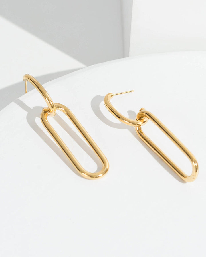 Colette by Colette Hayman 24k Gold Long Rounded Detail Drop Earrings