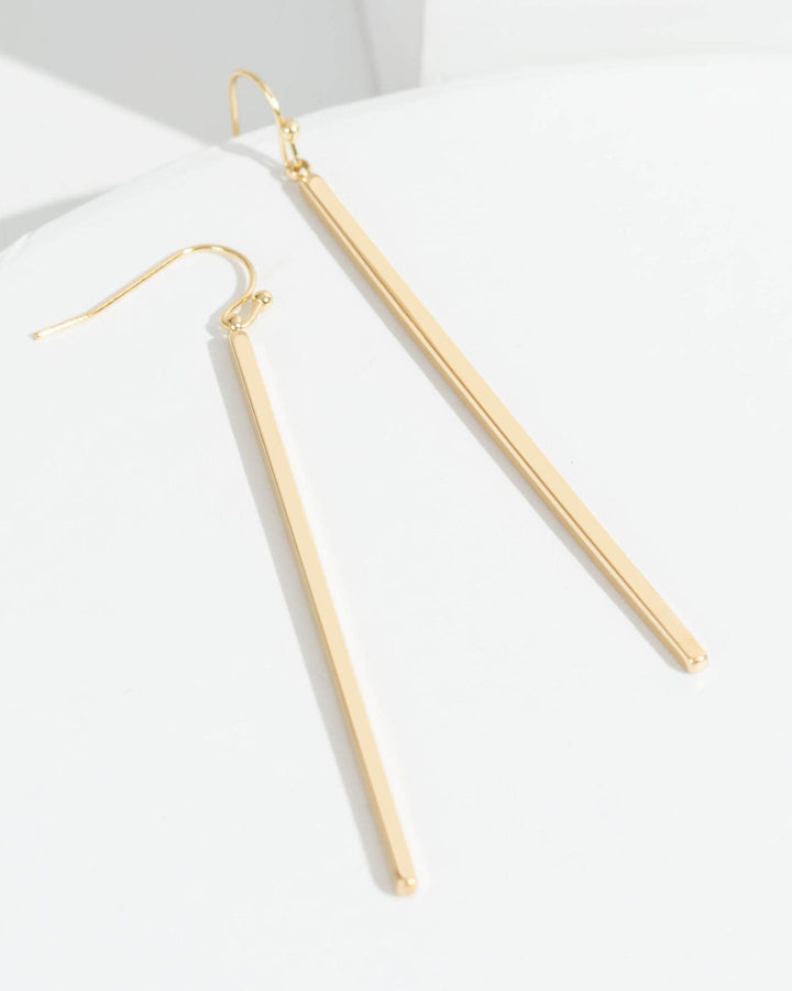 Colette by Colette Hayman 24k Gold Metal Bar Drop Hook Earrings