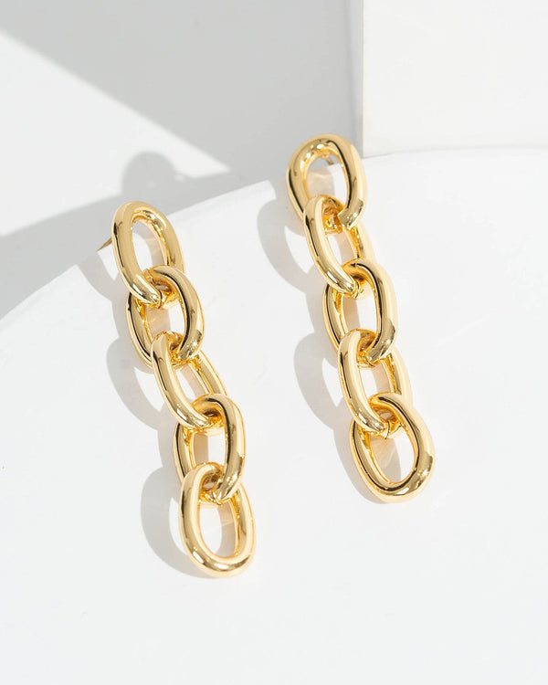 Colette by Colette Hayman 24k Gold Multi Round Link Chain Drop Earrings