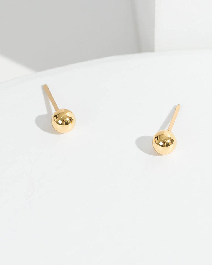 Colette by Colette Hayman 24k Gold Plain Round Stud Earrings