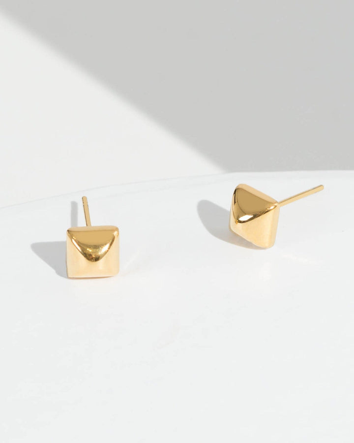 Colette by Colette Hayman 24k Gold Plain Square Stud Earrings
