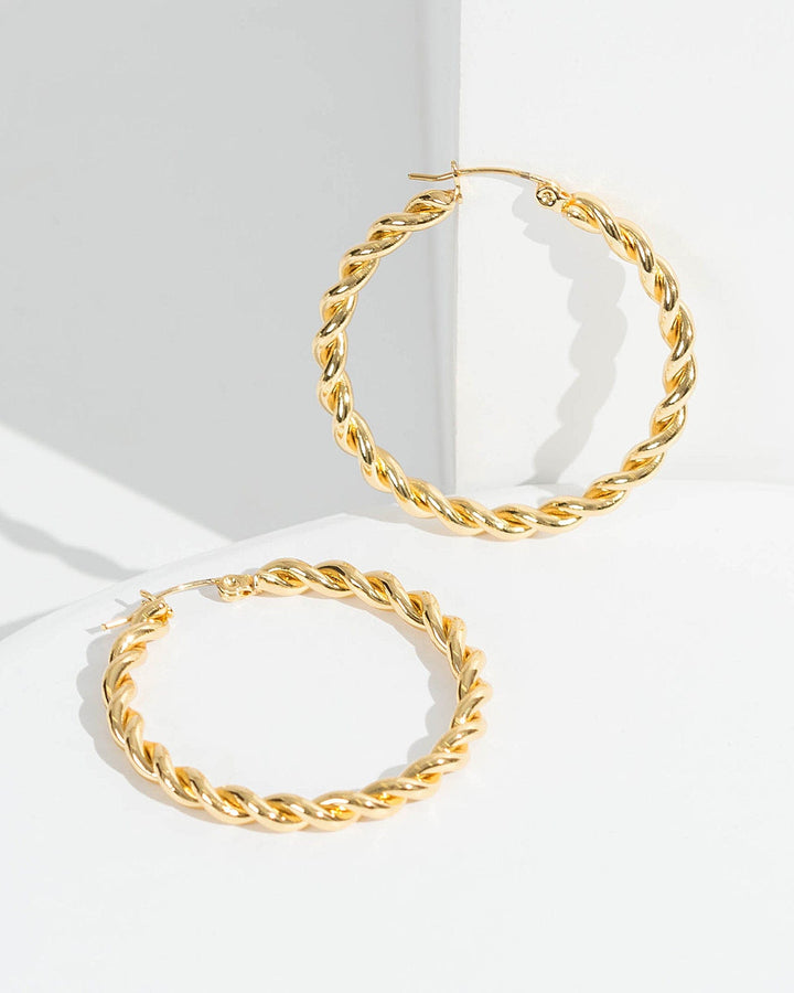 Colette by Colette Hayman 24k Gold Round Twist Hoop Earrings