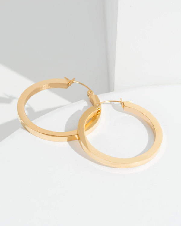 Colette by Colette Hayman 24k Gold Small Round Block Hoop Earrings