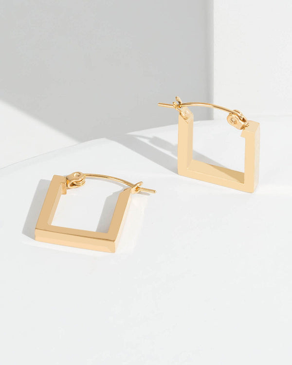 Colette by Colette Hayman 24k Gold Small Rounded Square Hoop Earrings
