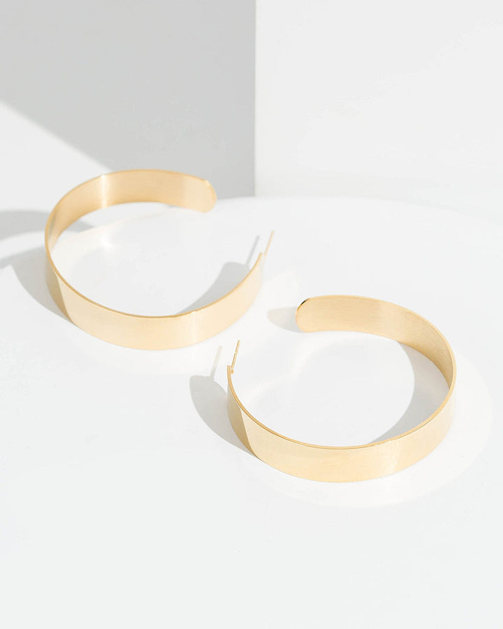 Colette by Colette Hayman 24k Gold Thick Flat Round Hoop Earrings
