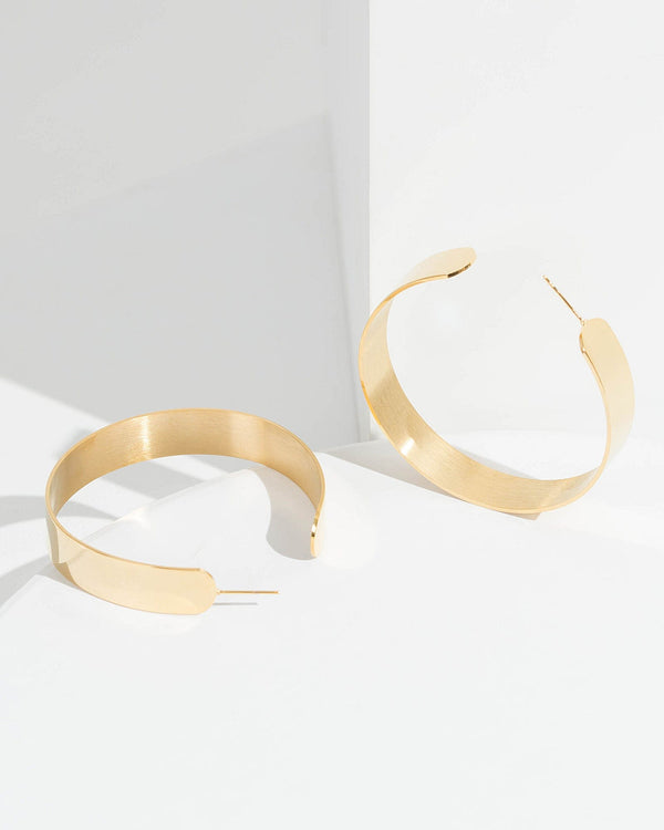 Colette by Colette Hayman 24k Gold Thick Flat Round Hoop Earrings