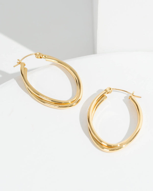 Colette by Colette Hayman 24k Gold Thin Double Hoop Earrings