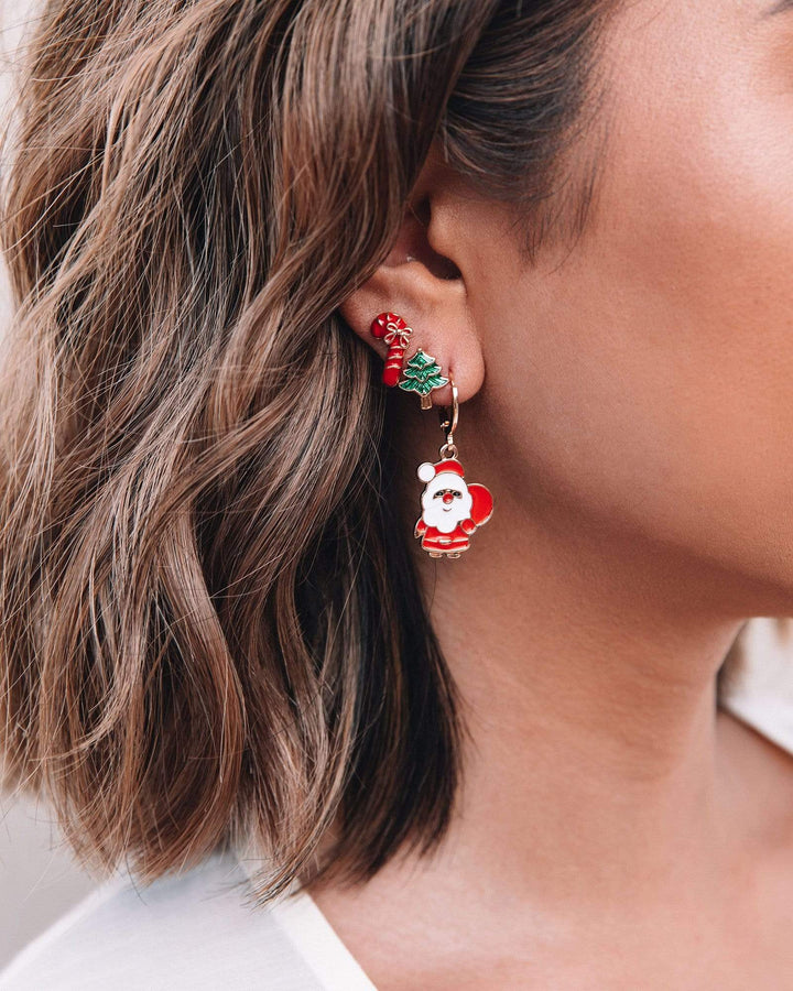 3 Pack Christmas Tree And Candy Cane Stud Earrings | Earrings