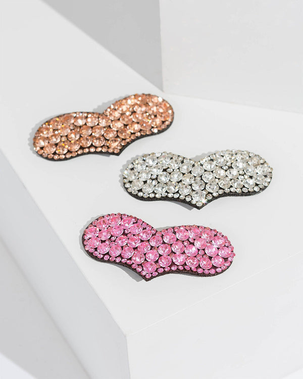 Colette by Colette Hayman 3 Pack Crystal Love Heart Hair Clips