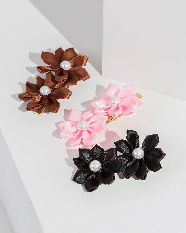 Colette by Colette Hayman 3 Pack Fabric Flower Hair Slides