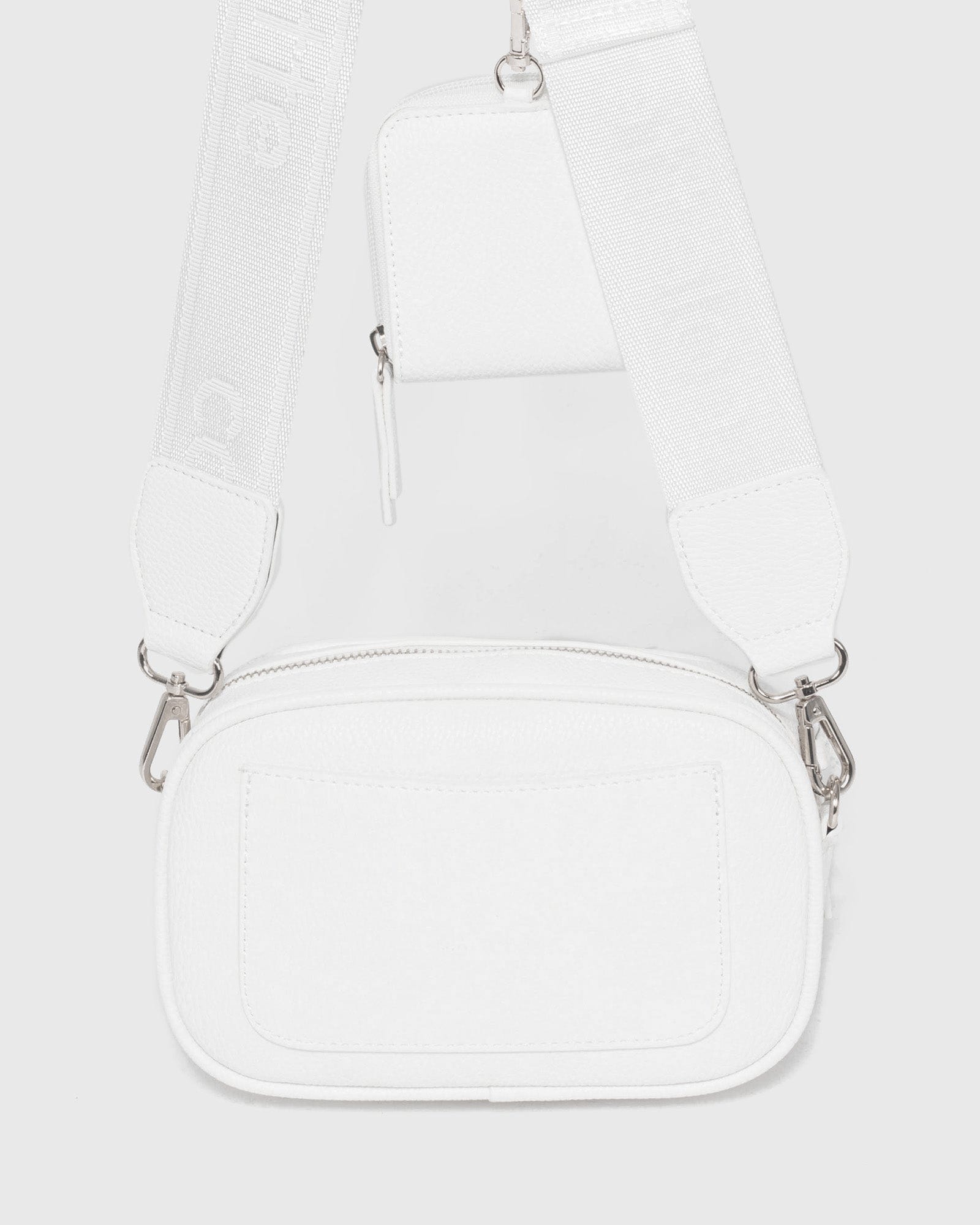 Amalia White Crossbody Bag with Nickel Tone Hardware colette by
