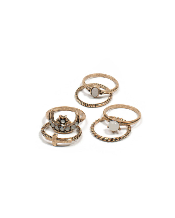Colette by Colette Hayman Antique Gold Twist Band Ring Pack - Small