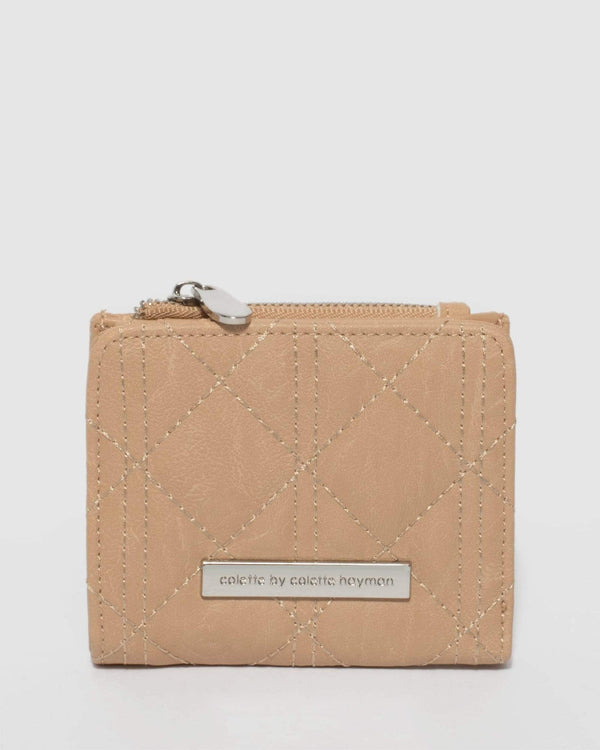 Beige Han Mini Diamond Quilt Wallet | Wallets