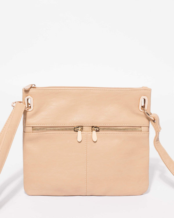 Beige Keya Small Bag With Gold Hardware | Crossbody Bags