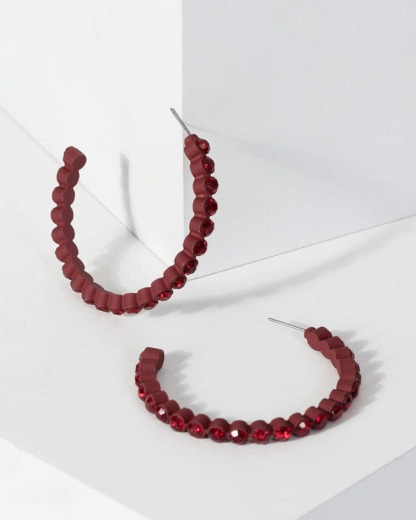 Berry Crystal Statement Hoops Earrings | Earrings