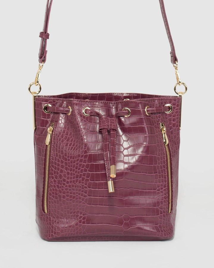 Berry Giselle Hardware Drawstring Bag | Bucket Bags
