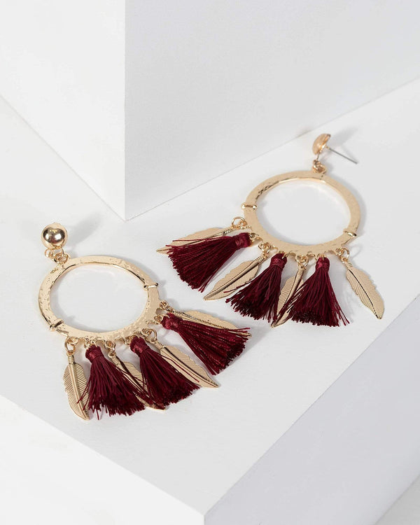 Berry Leaf And Tassel Earrings | Earrings