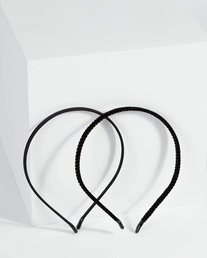 Black 2 Pack Mixed Thin Headband | Accessories
