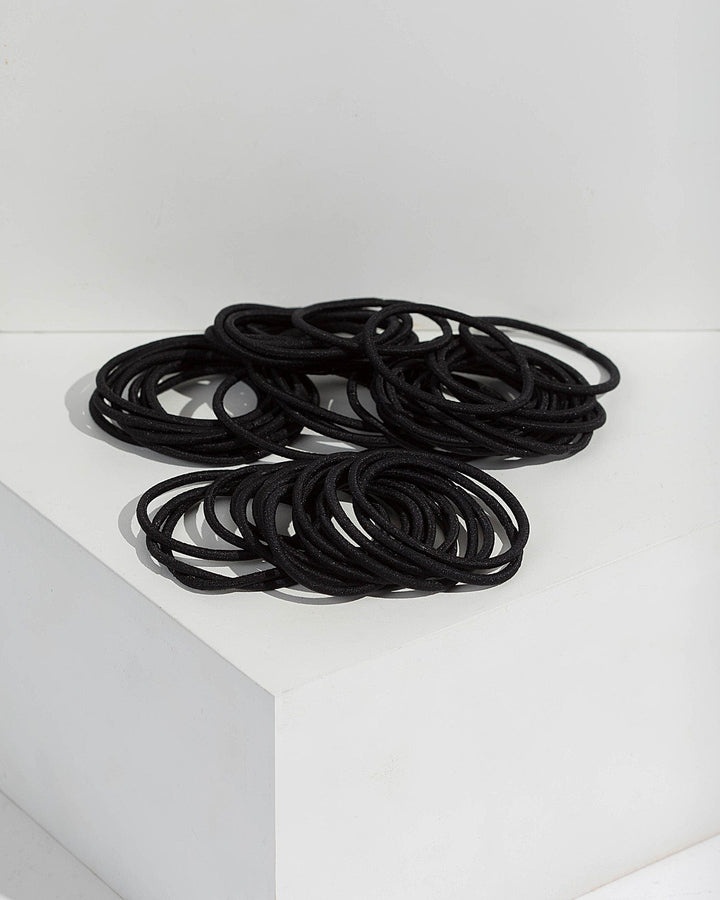 Black 50 Pack Black Thin Hair Ties | Hair Accessories