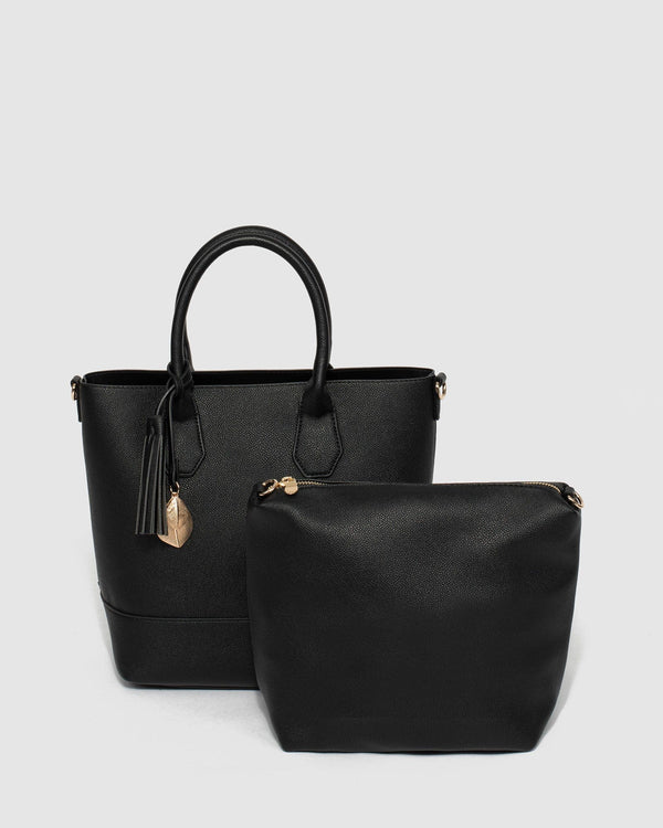 Black Achala Tassel Tote Bag | Tote Bags