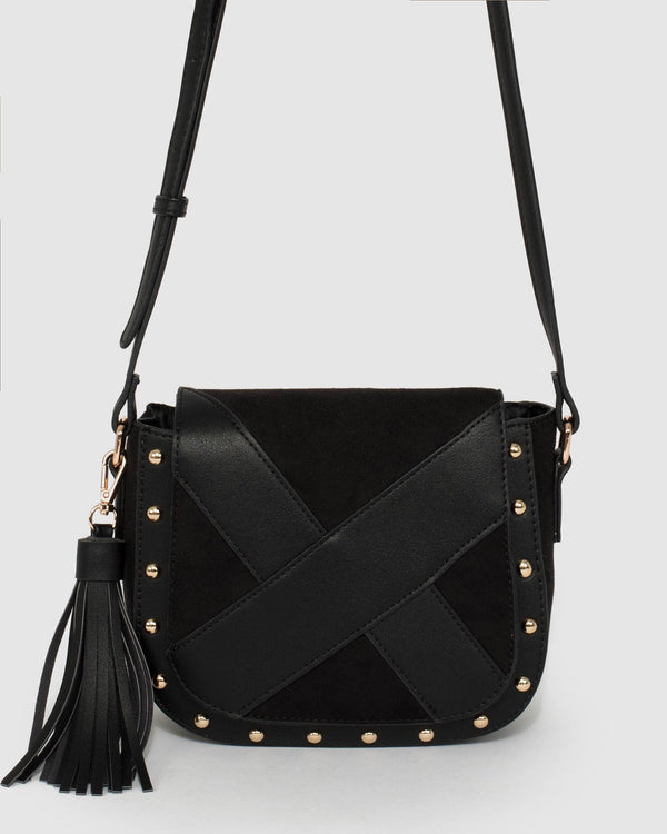 Black Alix Panel Saddle Bag | Crossbody Bags