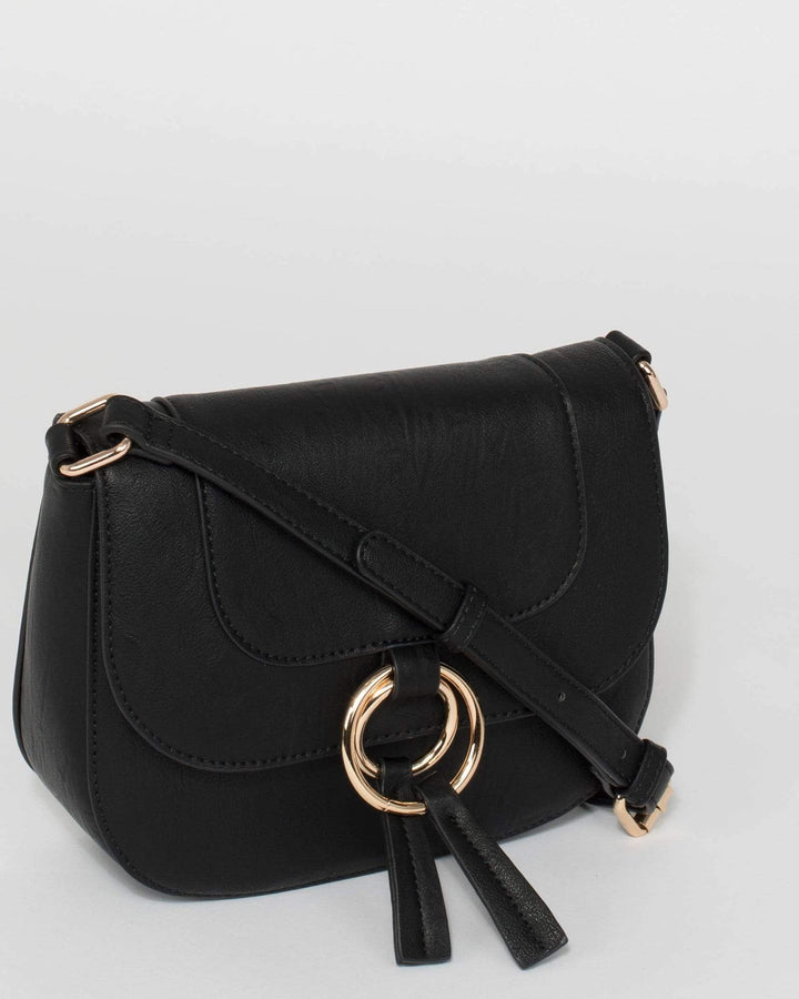 Black Allegra Saddle Bag | Crossbody Bags