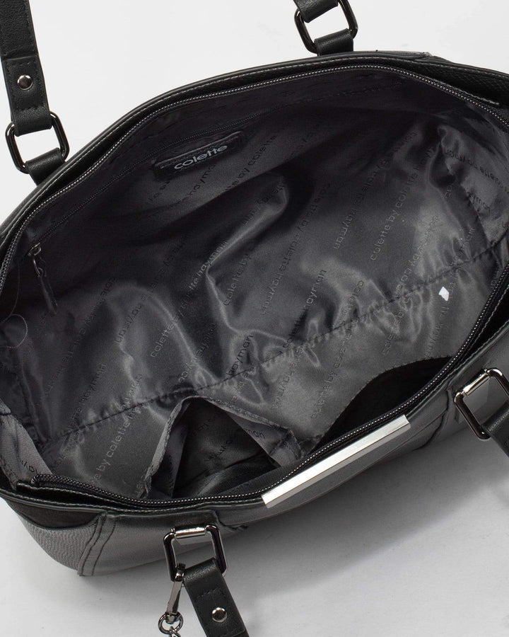 Black Amira Panel Tote Bag | Tote Bags