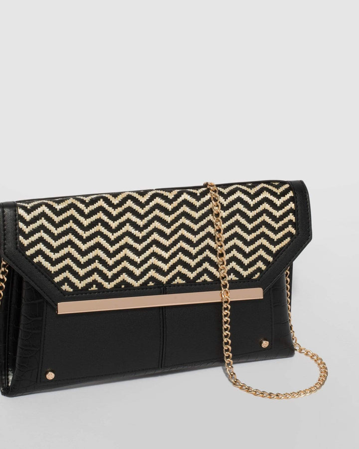 Black and Ivory Abbie Panel Clutch Bag | Clutch Bags
