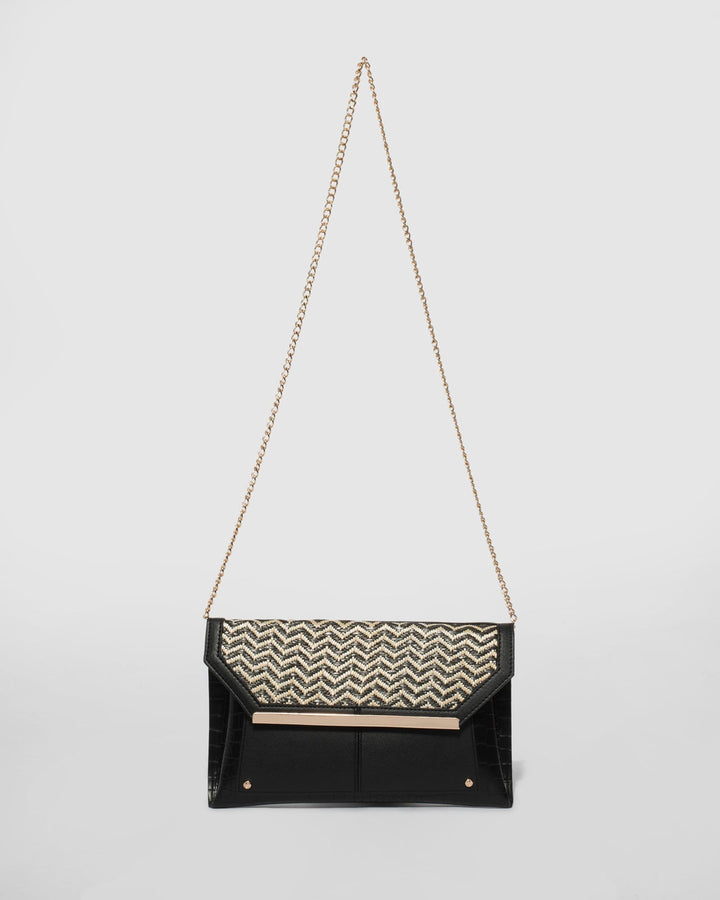Black and Ivory Abbie Panel Clutch Bag | Clutch Bags
