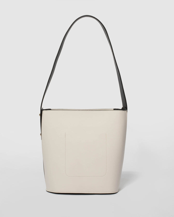 Black and Ivory Abby Bucket Tote Bag | Tote Bags