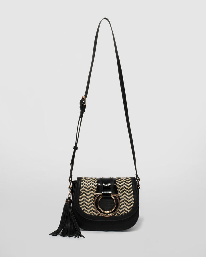Black and Ivory Sia Saddle Bag | Tote Bags