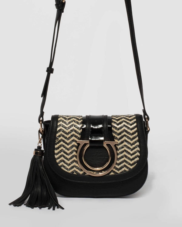 Black and Ivory Sia Saddle Bag | Tote Bags