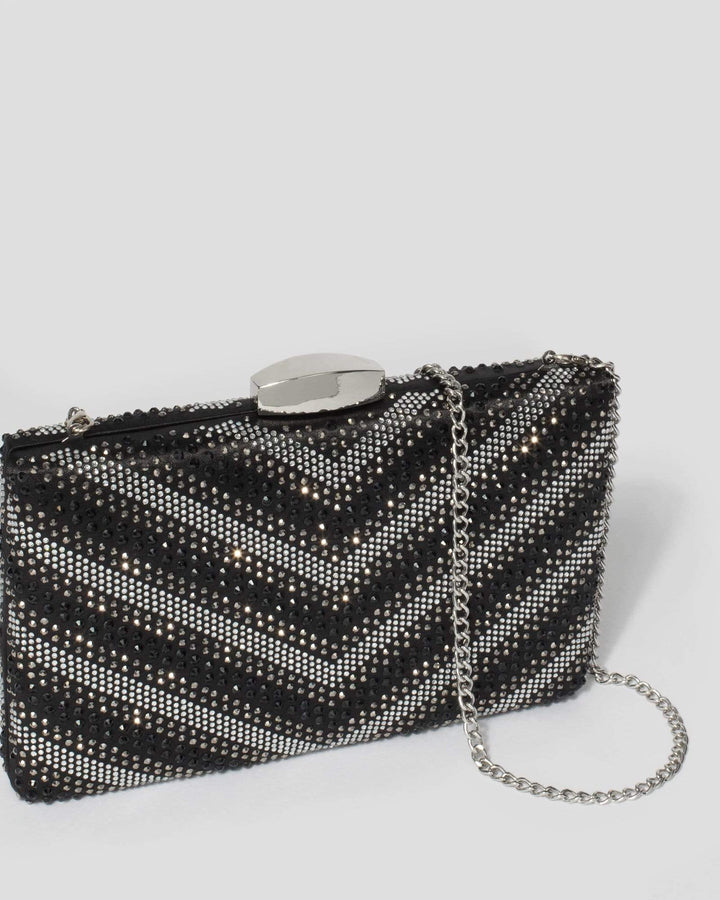 Black and Silver Alice Hardcase Clutch Bag | Clutch Bags