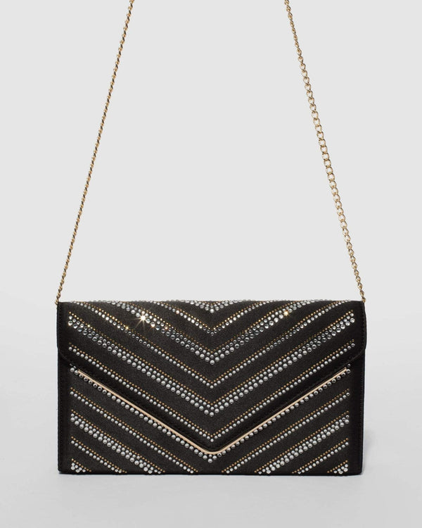 Black and Silver Arden Clutch Bag | Clutch Bags