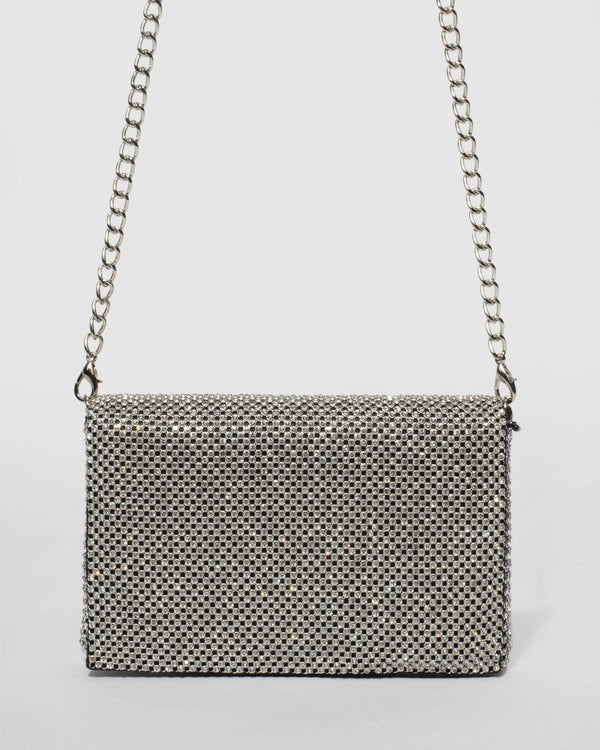 Black and Silver Audrina Clutch Bag | Clutch Bags