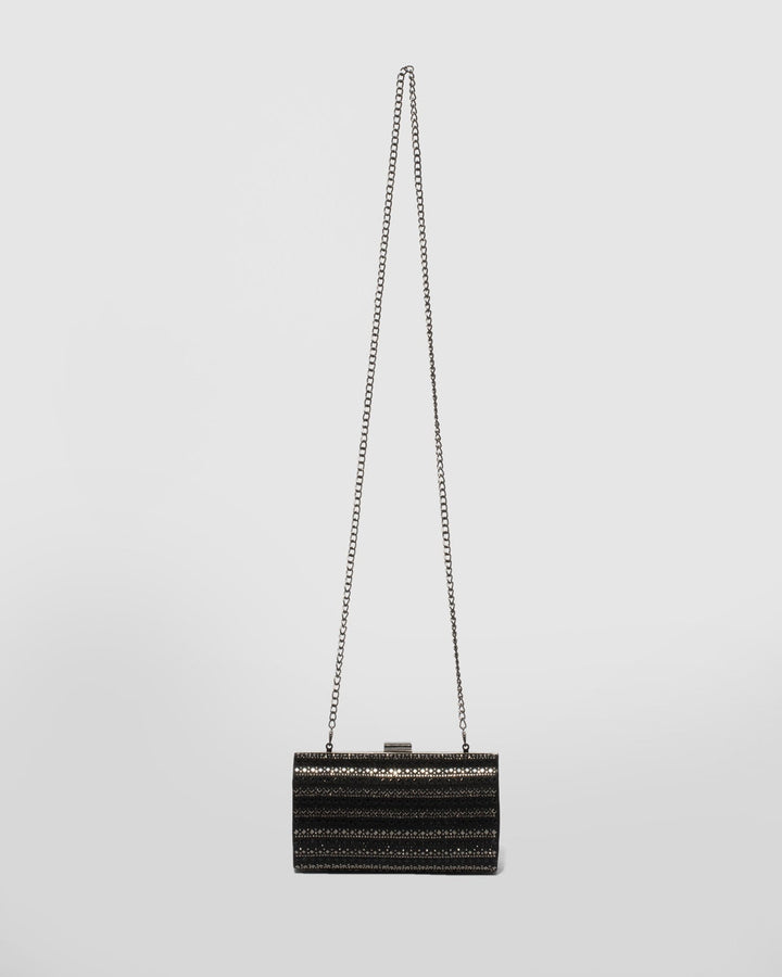 Black and Silver Elle Hardcase Clutch Bag | Clutch Bags