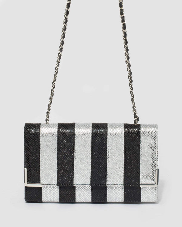 Black and Silver Kinsley Clutch Bag | Clutch Bags